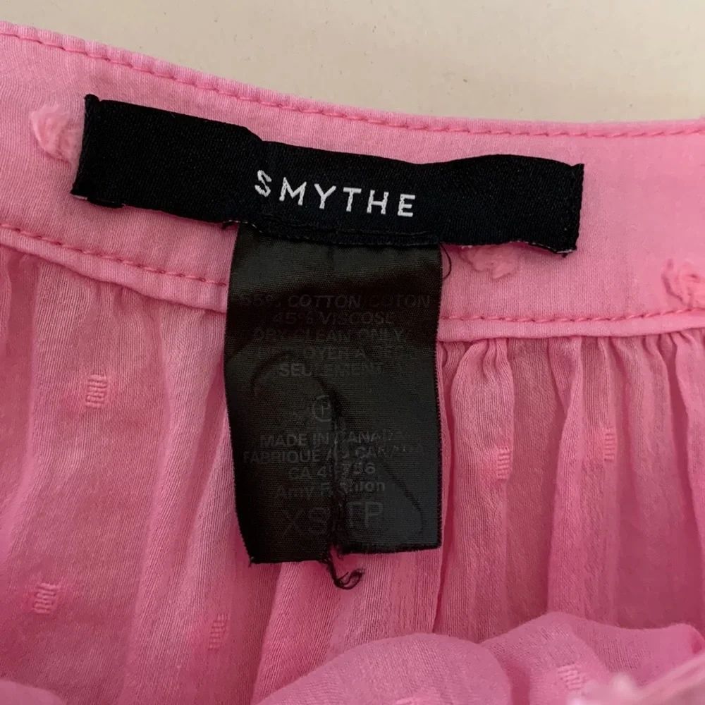 Smythe Balloon Sleeve Pink Swiss Dot Top. Blouse Size XS - Picture 4 of 6